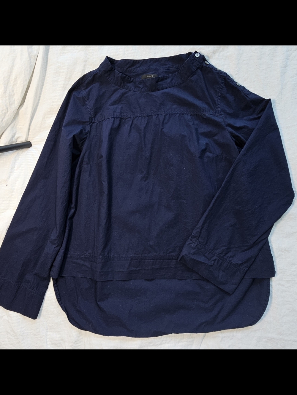 J Crew Navy Button-Shoulder Cotton Top Size 16